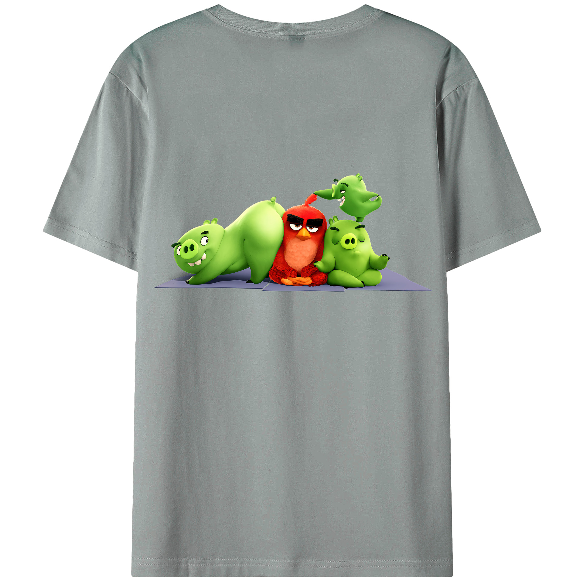 （画像用） Angry Birds アングリーバード 綿100％ メンズ半袖Tシャツ（バックプリント） 通気性